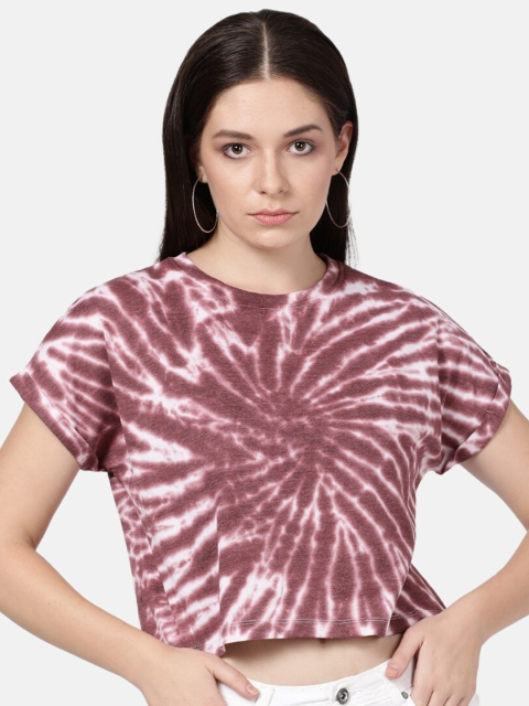 

BEVERLY BLUES Women Rust Printed Extended Sleeves T-shirt
