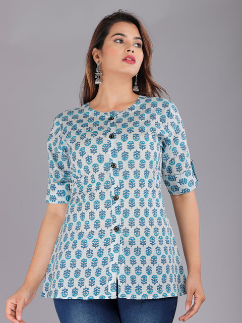 

ROOPWATI FASHION Multicoloured Print Shirt Style Top, Multi