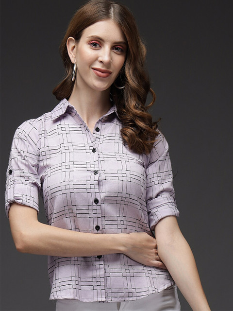 

Darzi Women Multicoloured Custom Checked Casual Shirt, Multi