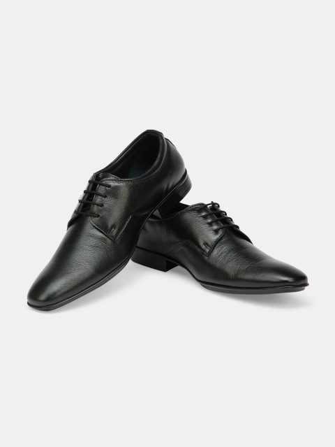 

ID Men Black Textured Leather Derbys