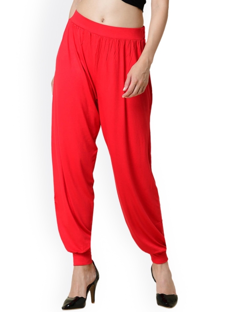 

NEWRIE Women Red Solid Loose-Fit Harem Pant