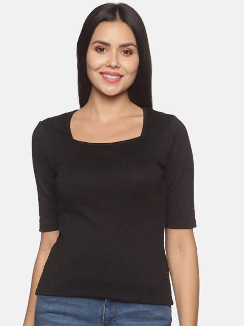 

BEVERLY BLUES Black Pure Cotton Knitted Top