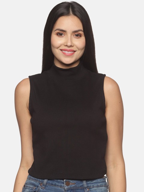 

BEVERLY BLUES Women Black Solid Crop Top