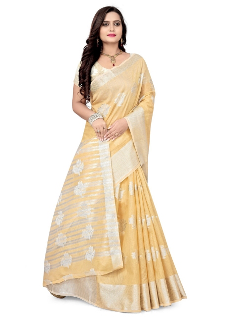 

KALINI Beige & Grey Woven Design Silk Cotton Jamdani Saree