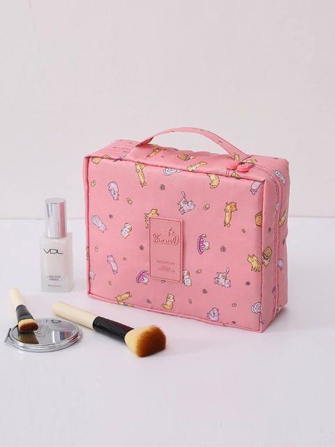 

HOUSE OF QUIRK Pink Makeup Organiser Bag