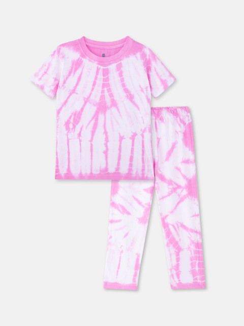 

Cuddles for Cubs Unisex Kids Pink & White Printed Night suit