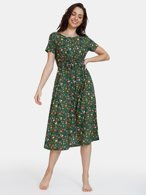 

Zivame Green Printed Nightdress ZI627DFASHAGREN