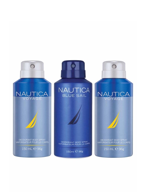 

Nautica Men Set of 3 Deodorant Spray - 2 Voyage + Blue Sail - 150 ml Each