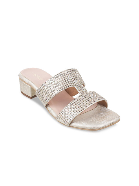 

Metro Gold-Toned Textured Block Sandals
