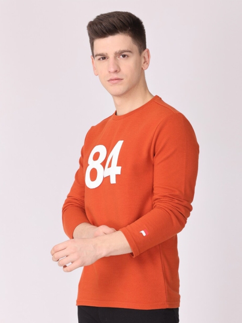 

POLONIUM Men Orange Typography Printed Dry Fit T-shirt