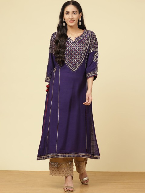 

Lakshita Women Red Geometric Yoke Design Flared Sleeves Anarkali Kurta