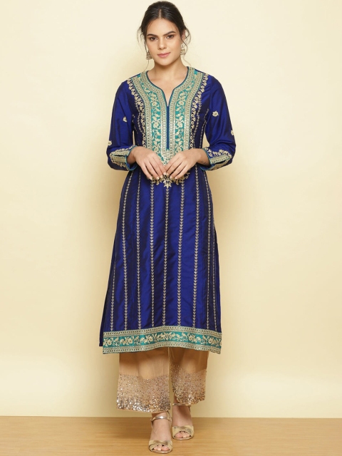

Lakshita Women Blue Yoke Design Gotta Patti Kurta