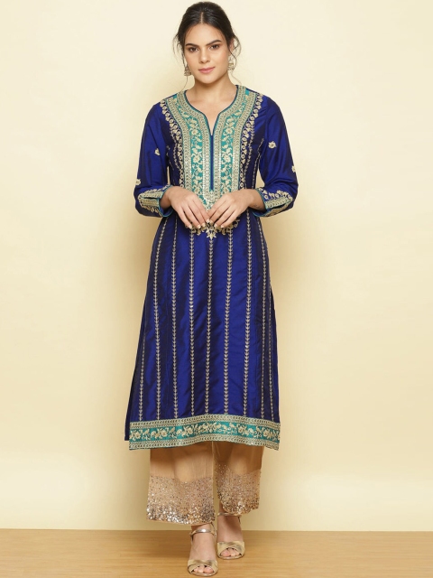 

Lakshita Women Blue Yoke Design Gotta Patti Kurta