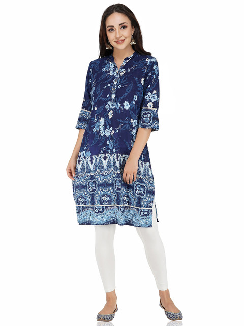 

SAKIA Blue & space cadet Ethnic Motifs A-Line Dress