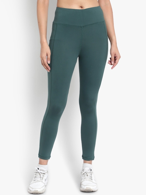 

Wearjukebox Women Green Solid Mid-Rise Tights