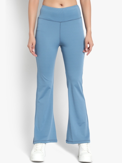 

Wearjukebox Women Blue Solid Wide Leg Sports Tights