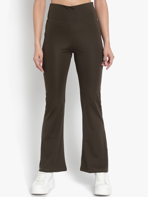 

Wearjukebox Women Olive Green Solid Flared Leggings