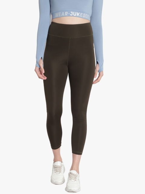 

Wearjukebox Women Green Solid Sports Tights, Olive