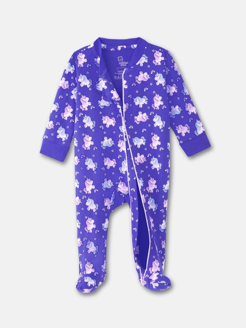 

Cuddles for Cubs Infant Purple Printed Pure Cotton Sleepsuit