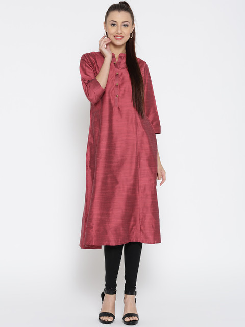 

Shree Women Maroon Solid A-Line Kurta