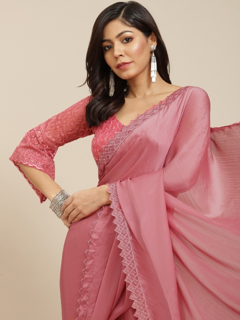 

Tikhi Imli Pink Embroidered Saree