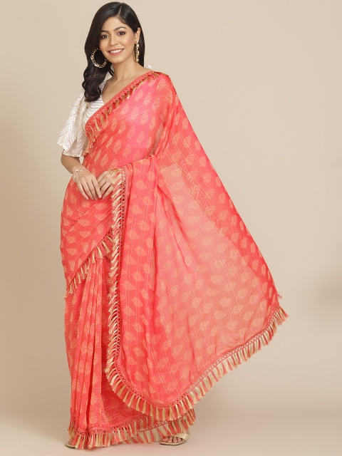 

Tikhi Imli Pink Ethnic Motifs Saree