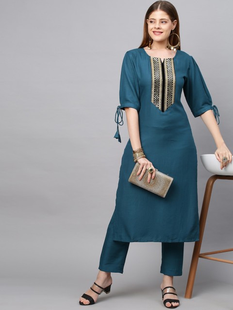 

KALINI Women Blue Kurta with Trousers