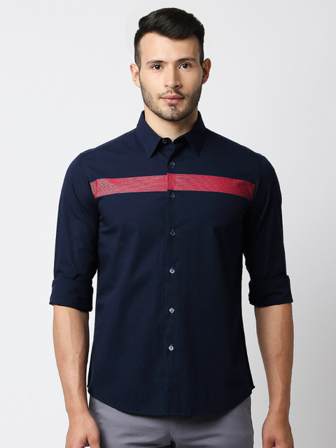 

Basics Men Navy Blue Slim Fit Casual Shirt