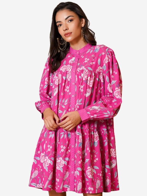 

Alaya By Stage3 Women Pink Floral Crepe A-Line Dress