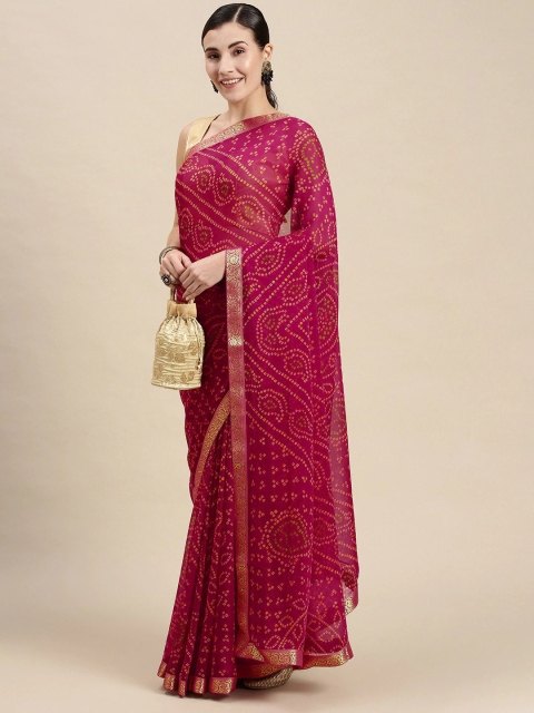 

Pandadi Saree Pink Bandhani Pure Georgette Bandhani Sarees