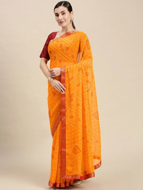 

Pandadi Saree Orange & White Bandhani Pure Georgette Bandhani Sarees