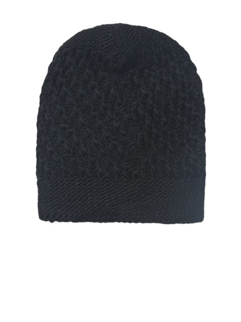 

EL REGALO Kids Black Self Design Wool Beanie