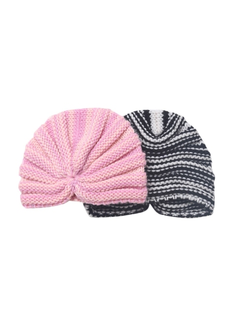 

EL REGALO Unisex Kids Pack Of 2 Pink & Black Beanie