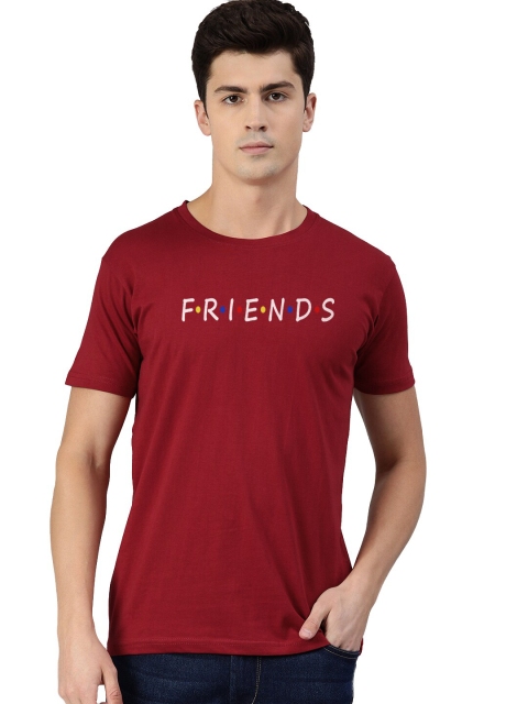 

UNSULLY Men Red Typography Raw Edge T-shirt
