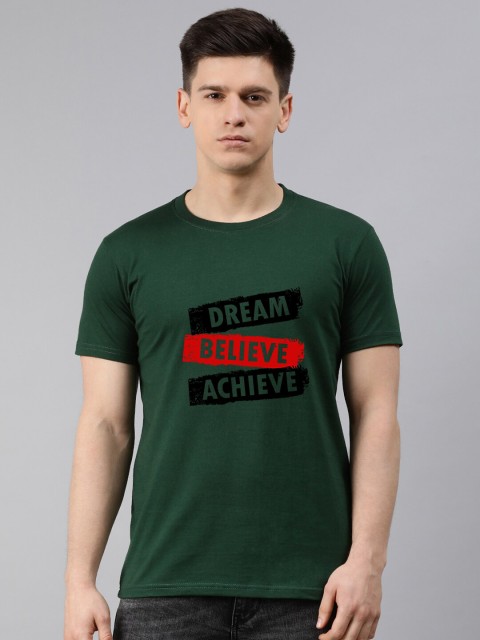 

UNSULLY Men Green Typography Printed 100% Cotton T-shirt