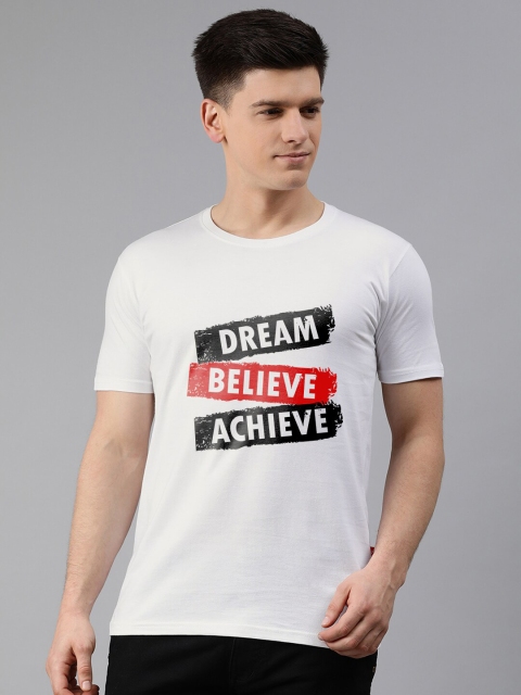 

UNSULLY Men White Typography Printed 100% Cotton T-shirt