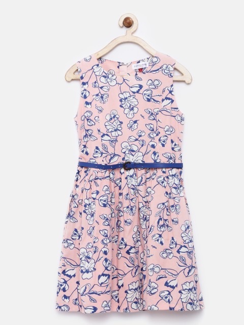

U.S. Polo Assn. Kids Girls Pink Floral Print Fit & Flare Dress
