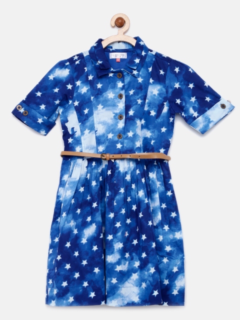 

U.S. Polo Assn. Kids Girls Blue Printed Shirt Dress