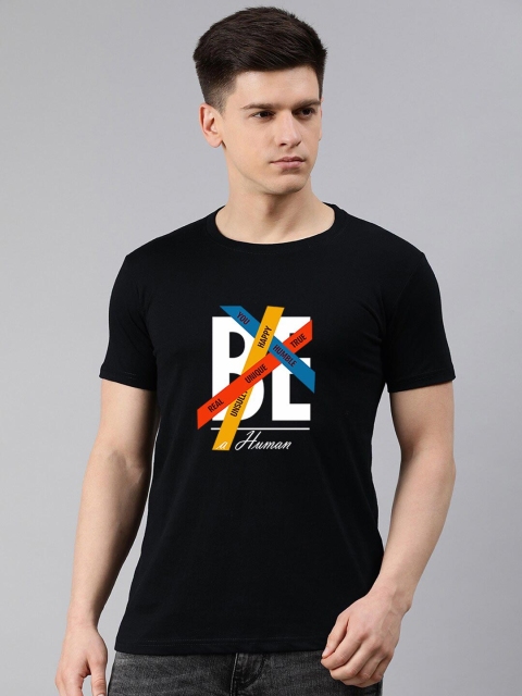 

UNSULLY Men Black Typography Printed Cotton T-shirt