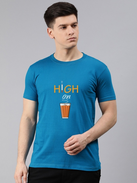 

UNSULLY Men Blue Typography Printed Cotton T-shirt