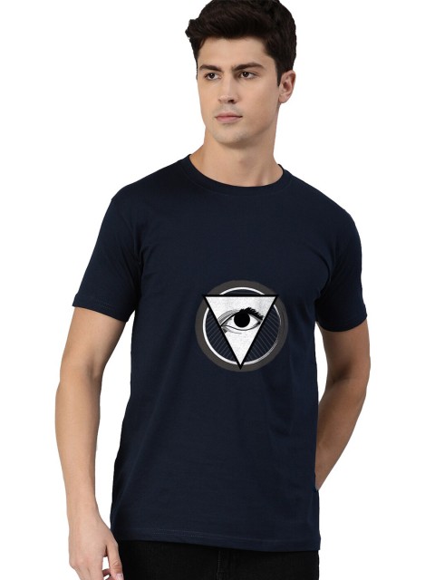 

UNSULLY Men Navy Blue Printed T-shirt
