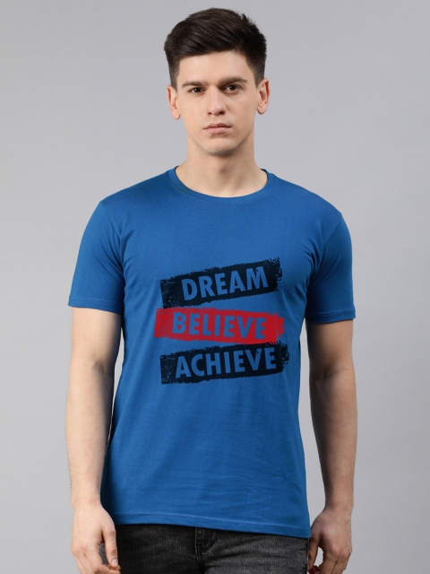 

UNSULLY Men Blue Typography Printed Cotton T-shirt