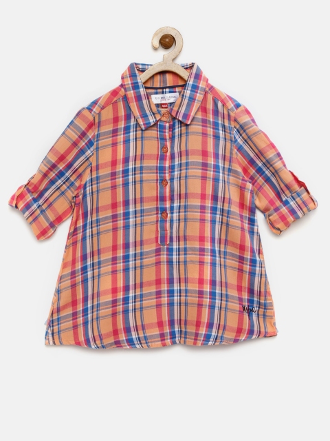 

U.S. Polo Assn. Kids Girls Pink & Blue Checked Shirt-Style Top