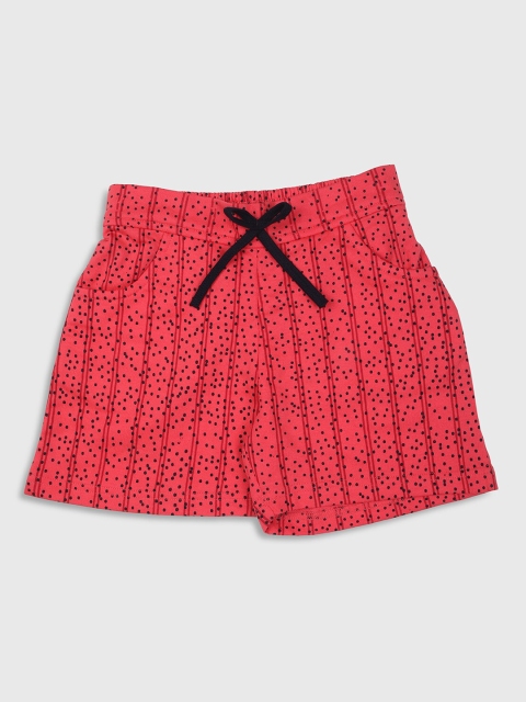 

Nins Moda Girls Coral Printed Shorts