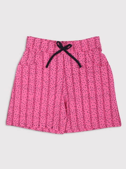 

Nins Moda Girls Pink Printed Shorts
