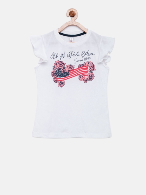 

U.S. Polo Assn. Kids Girls White Printed Top