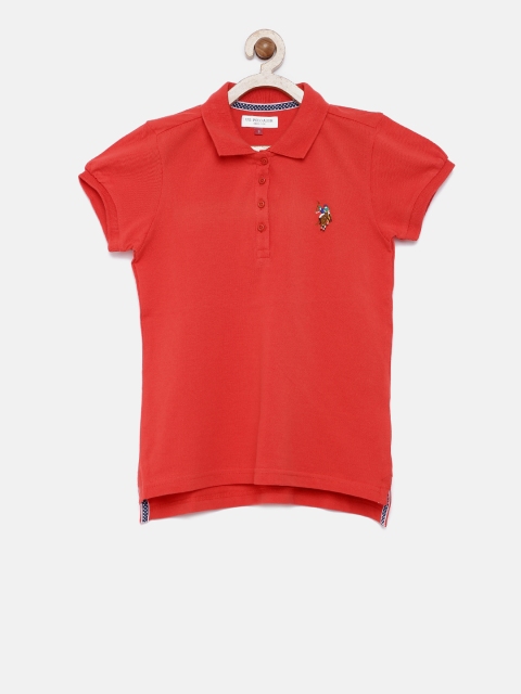 

U.S. Polo Assn. Kids Girls Red Solid Polo T-shirt