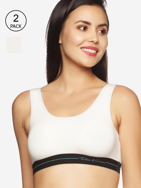 

Tailor & Circus White & Beige Pack of 2 Non Padded Anti Bacterial Bralette Bra