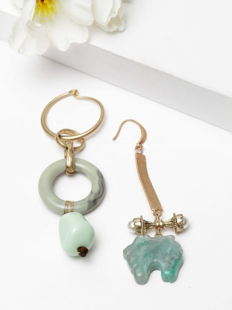 

AVANT-GARDE PARIS Gold-Toned & Blue Contemporary Drop Earrings