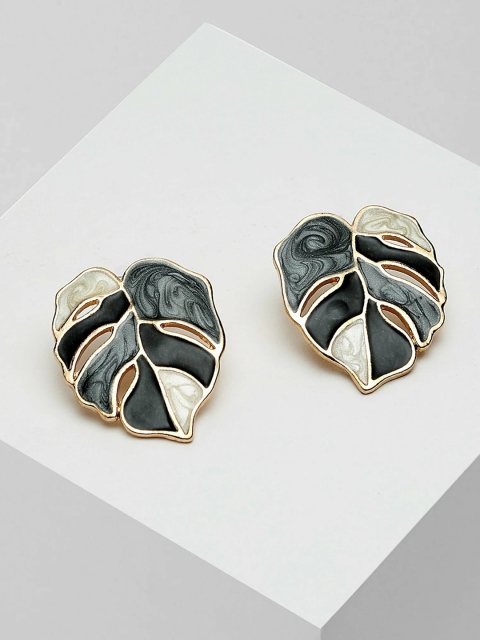 

AVANT-GARDE PARIS Black Leaf Shaped Studs Earrings